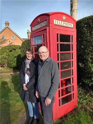 Beccy Anderson, Clerk to Abinger Parish Council and Abinger Resident Philip Rawlings - TELEPHONE BOX  ‘ADOPTED’ BY ABINGER COMMON RESIDENTS